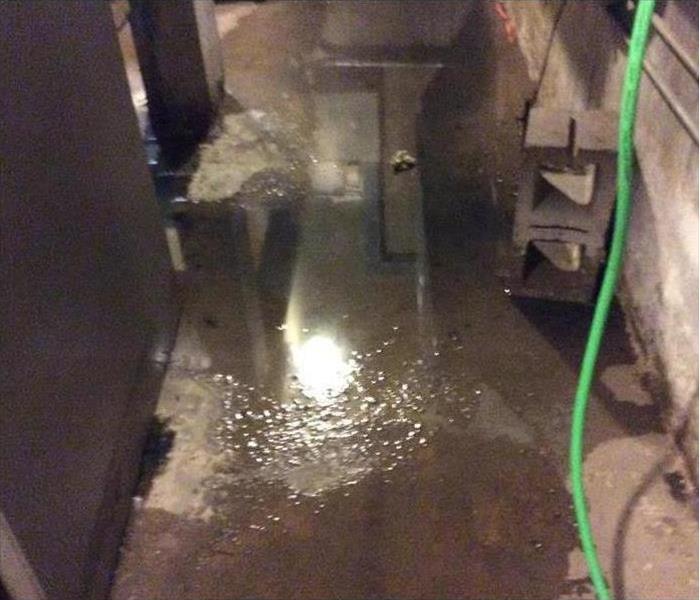 Water flooded floors in office 